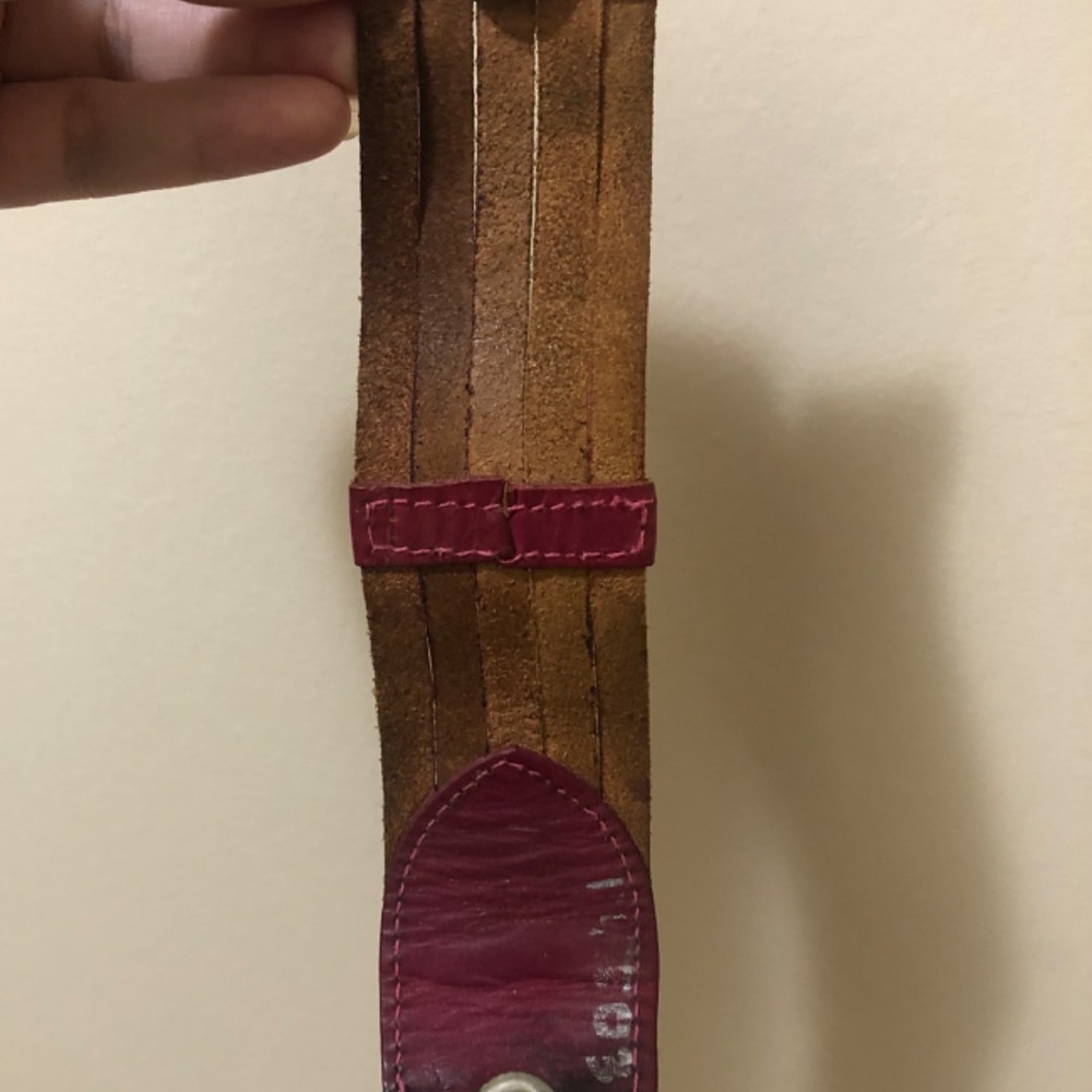 Multicolour red brown leather cuff bracelet with snap closure - Picture 3 of 3